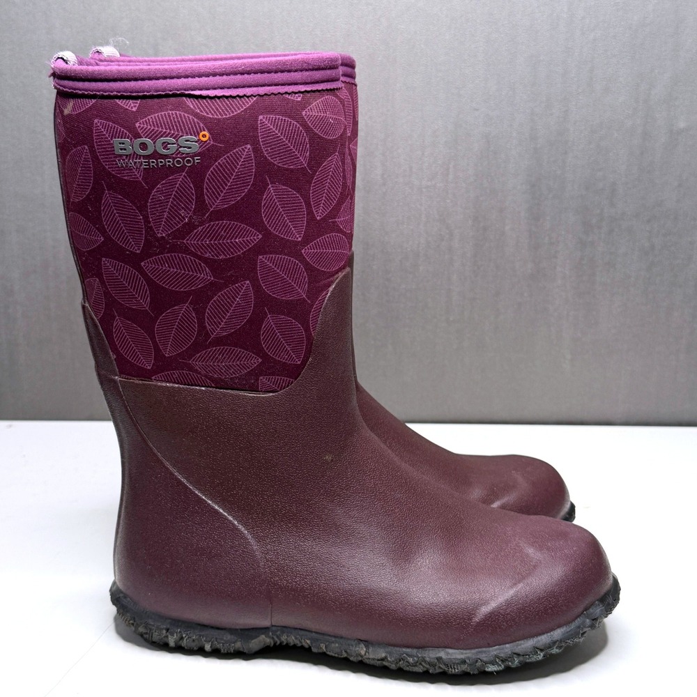 Bogs Boots K Range Leafy Youth Girls 6 Purple Waterproof Insulated Outdoor Snow